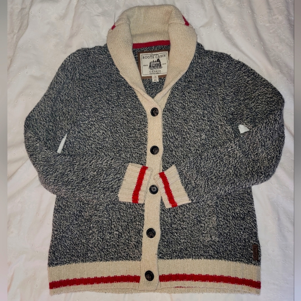 Roots Heritage Cabin Shawl sweater cardigan sz Large
